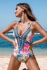 Retro Floral Plunging Slim & Sculpt One-Piece Swimsuit