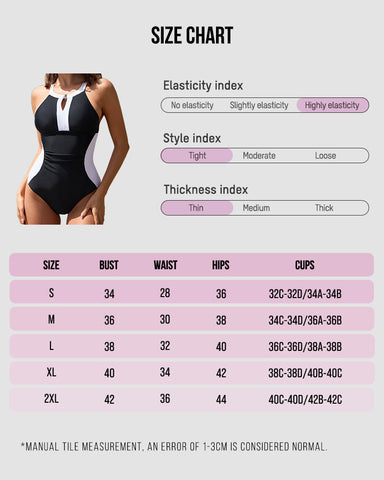 Full Coverage Retro Color Block Swimsuit