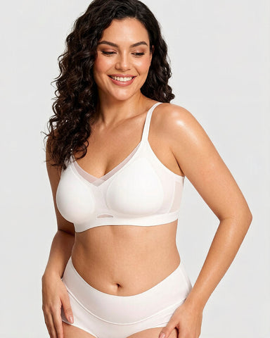 Ultra-Comfort Mesh Wireless Lift Bra with Crossover Design