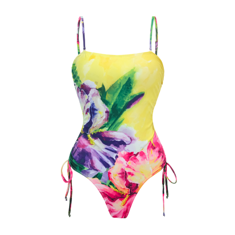 Yellow Oil Painting Flower Print purple	