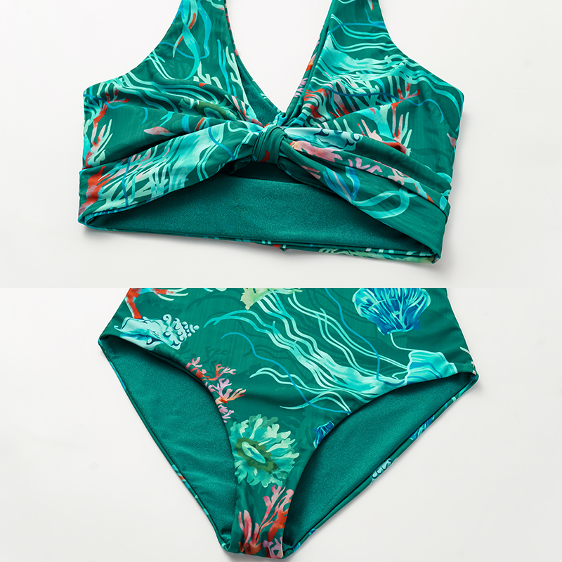 Reversible Mix and Match Marine Organism  Bikini Swimsuit and Skirt	