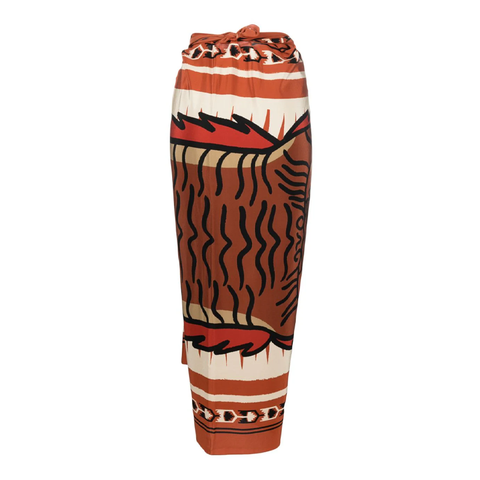 One Shoulder Ruched Rust High Waist Bikini Swimsuit and sarong