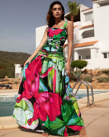 Butterfly Printed One Piece Swimsuit and Skirt