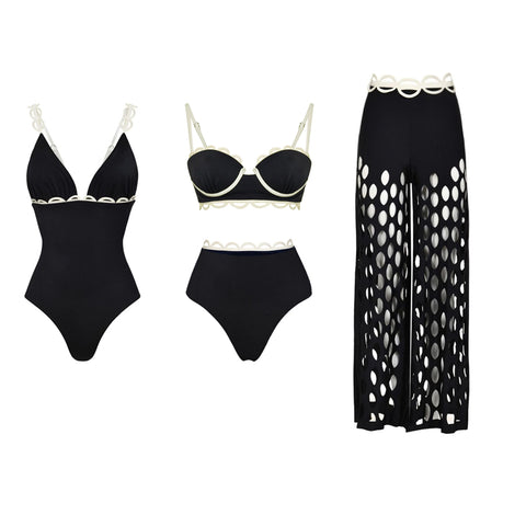 Black Hollow High Waist Bikini Swimsuit Set(s)