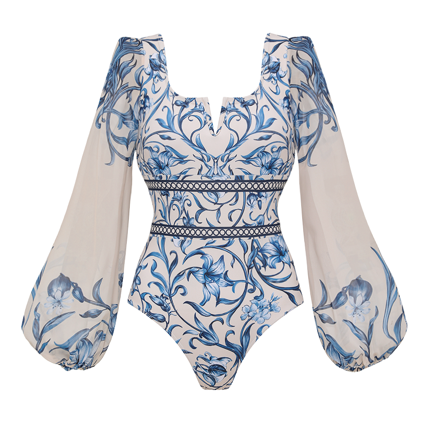 Long-sleeved Lily Printed Swimsuit Set(s)	
