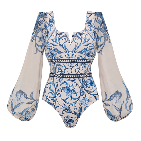 Long-sleeved Lily Printed Swimsuit Set(s)	