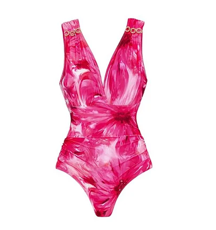 Floral Printed Halter Bikini Swimsuit and Skirt	