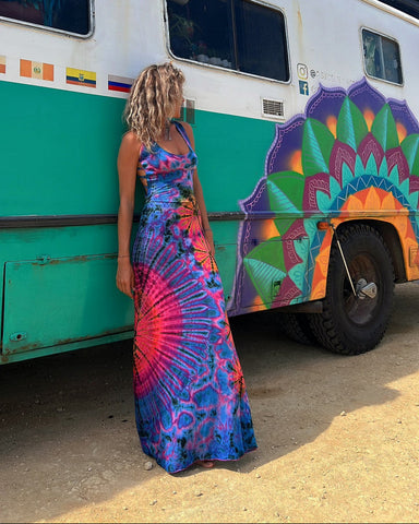 Tie-dyed Sling Backless Dress