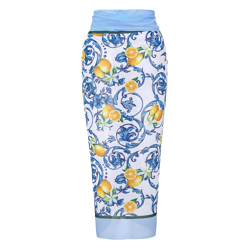 Lemon Print One Shoulder One Piece purple or Skirt Flaxmaker	