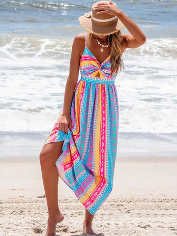 Twist-Front Back-Tie Midi Dress