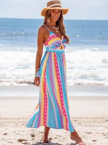 Twist-Front Back-Tie Midi Dress