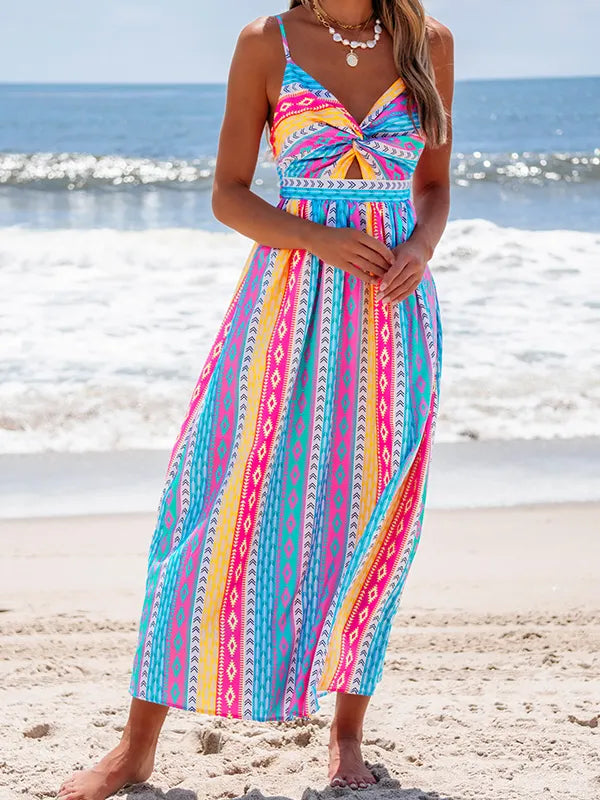 Twist-Front Back-Tie Midi Dress