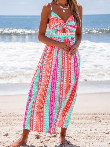 Twist-Front Back-Tie Midi Dress