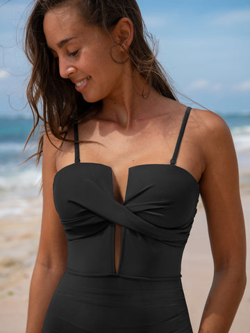 Sculpting Twist Front One-Piece Swimsuit (with Molded Cups)