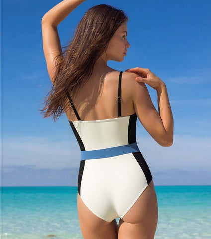 Color Block One Piece Swimsuit	