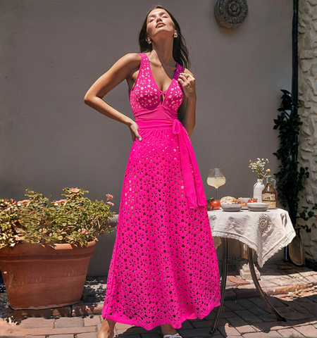 Laser Hollow Out One Piece Swimsuit and Skirt