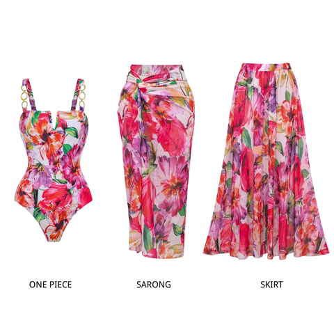 Flowers In Full Bloom Print Swimsuit Set(s)
