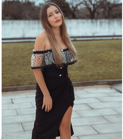 Off Shoulder Ruffle Dot Printed One Piece Swimsuit and Skirt