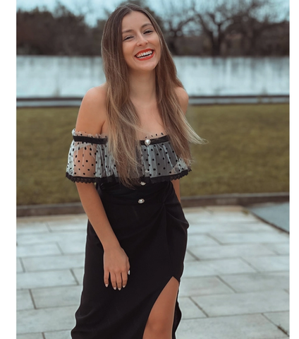 Off Shoulder Ruffle Dot Printed One Piece Swimsuit and Skirt