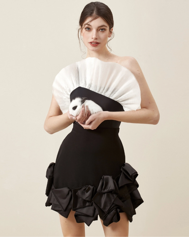 Net Yarn Ruffle One Piece Swimsuit and Skirt