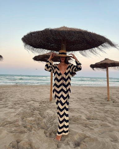 Lace Up Striped Print  Dress
