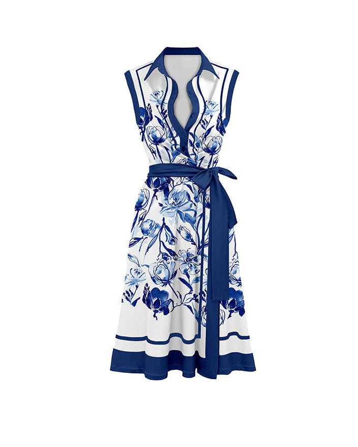 Printed flared wrap dress