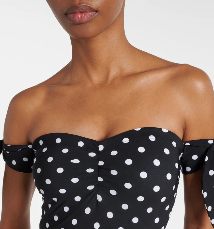 Polka-Dot One Piece Swimsuit and Skirt	