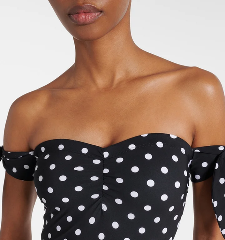Polka-Dot One Piece Swimsuit and Skirt	