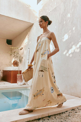 Sling Shoulder  Printed Dress