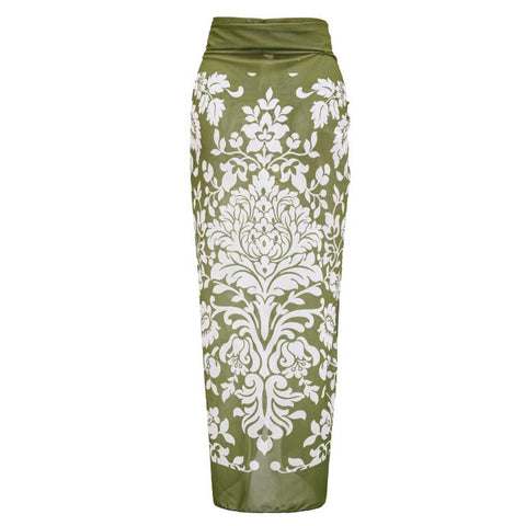 Retro Print Removable Belt Detail Sling One Piece Swimsuit and sarong