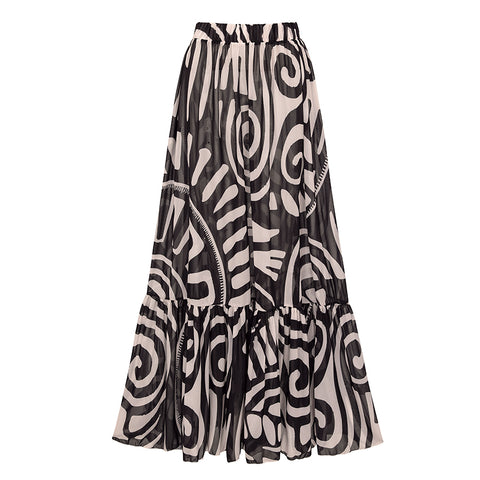 Off Shoulder Black Retro Printed Swimsuit Set(s)	
