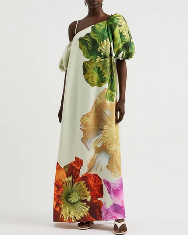 Floral Printed Open Shoulder Maxi Dress
