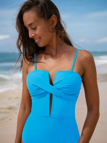 Sculpting Twist Front One-Piece Swimsuit (with Molded Cups)