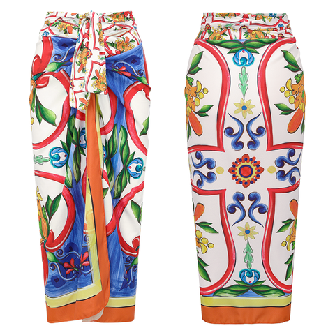 One Shoulder Ruffle Paisley-print One Piece Swimsuit and sarong or Pants