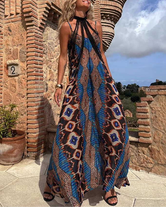 Sling Printed Maxi Dress