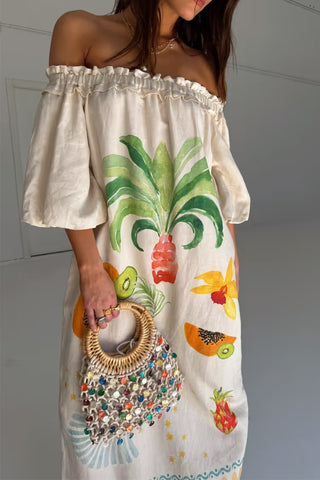 Off Shoulder Printed Dress