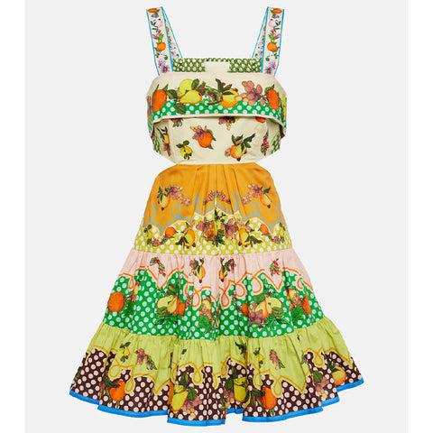 Sling Sleveeless Fruit Printed Mini Dress
