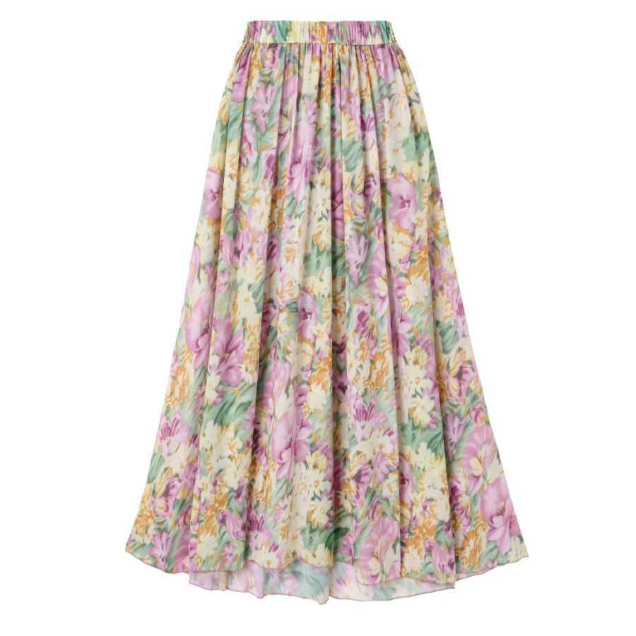 One Shoulder Cut out Blossom Printed One Piece Swimsuit and?skirt Flaxmaker	