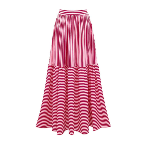 Bandeau Striped Print One Piece Swimsuit and Skirt