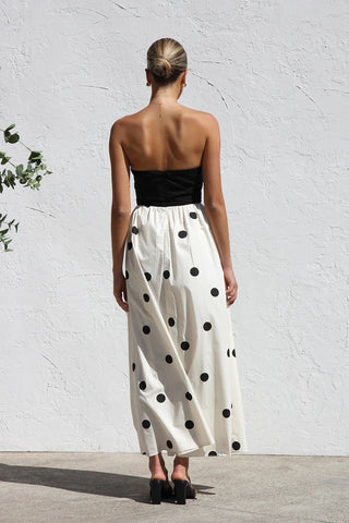 Bandeau Polka Dot Print Dress