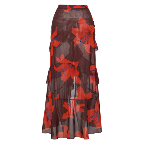 Lily Contrast Print Fabric Patchwork One Piece Swimsuit and Skirt	