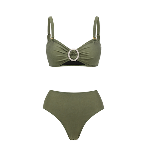 Dark Olive Green Rhinestones Swimsuit Set(s)