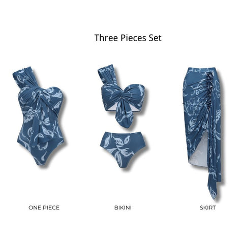 One Shoulder Printed Swimsuit Set(s)
