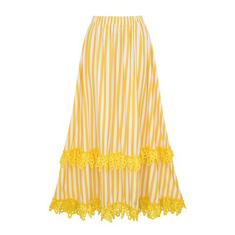 Openwork Lace Yellow Stripes Swimsuit Set(s)