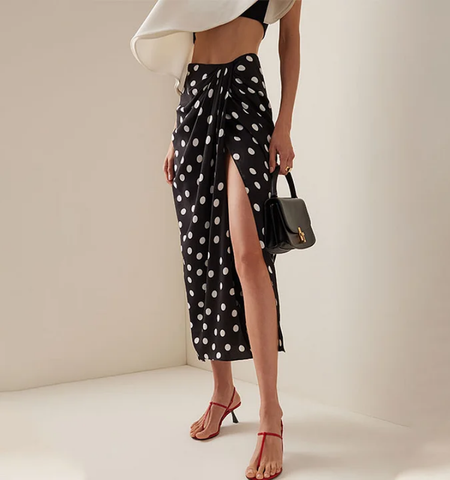 Polka-Dot One Piece Swimsuit and Skirt	