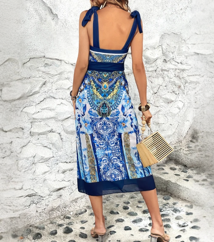 Reversible Tie-shoulder One Piece Swimsuit and Sarong