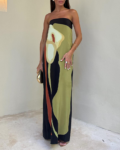 Bandeau Blossom Printed Maxi Dress