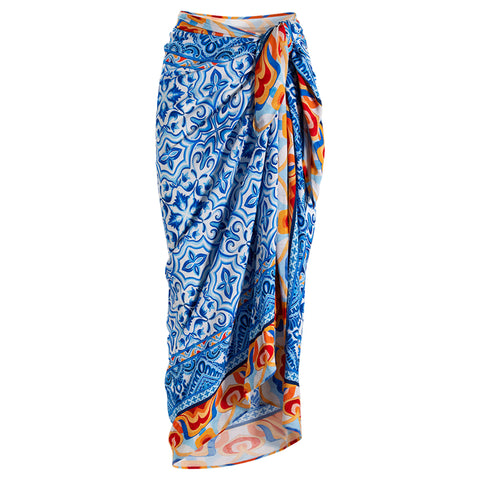 Printed One Piece Swimsuit and sarong