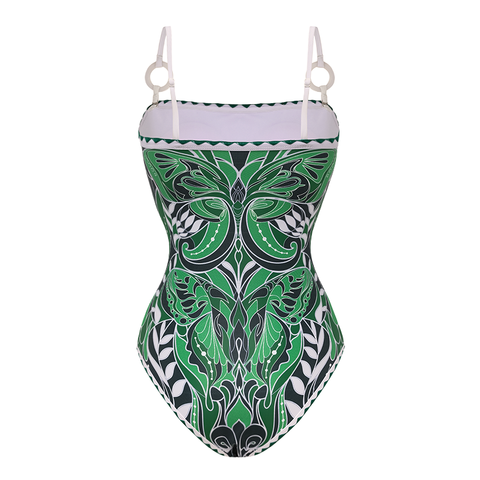 Butterfly Printed One Piece Swimsuit and Skirt or Pants