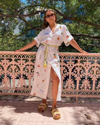 Short Slevees Lace up Graffiti Printed Dress